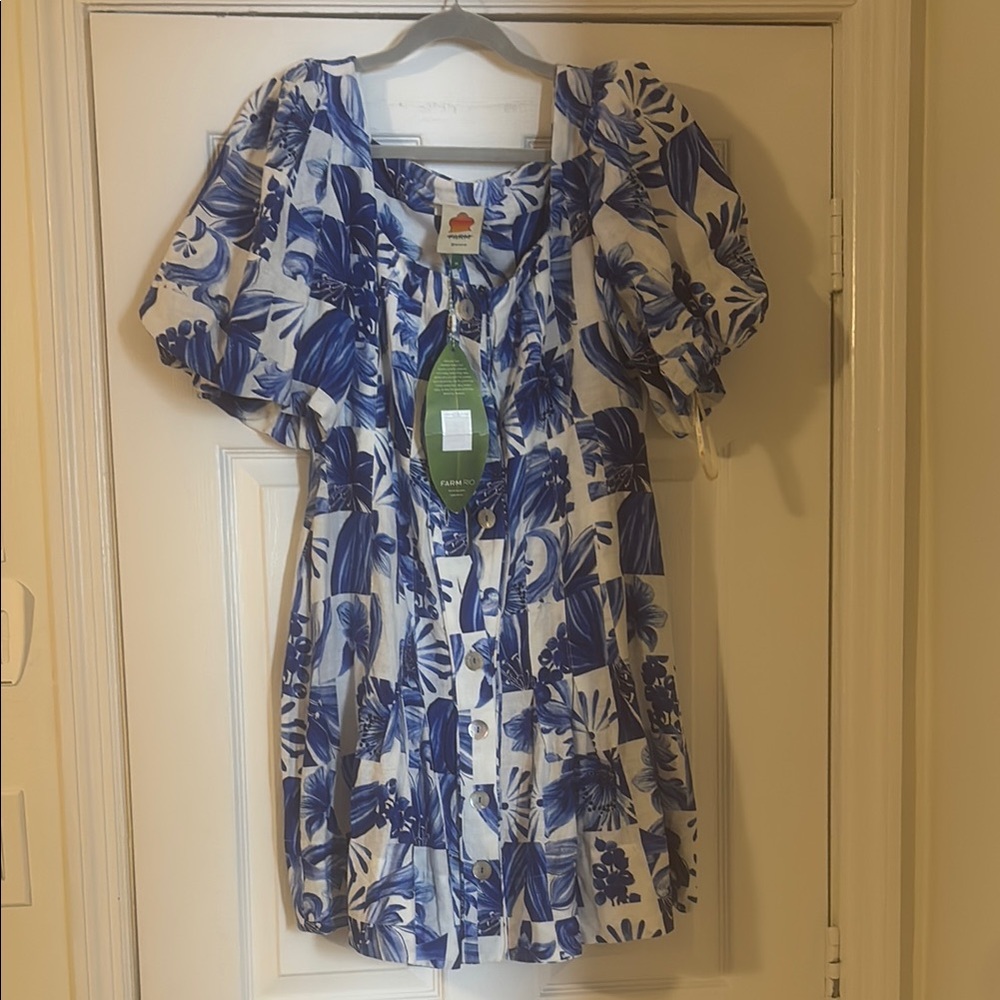 COPY - FARM Rio Blue and White Floral Dress